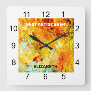Colourful Artist Palette Square Wall Clock