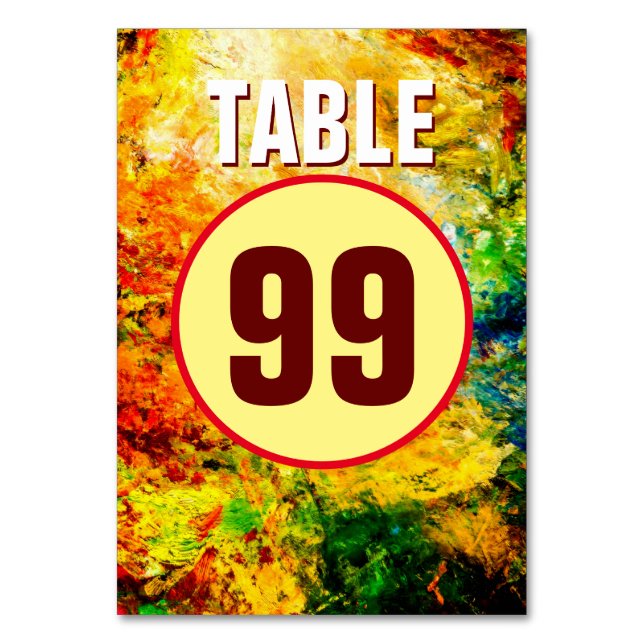 Colourful Artist Palette Table Number (Front)
