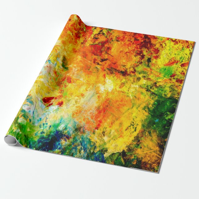 Colourful Artist Palette Wrapping Paper (Unrolled)