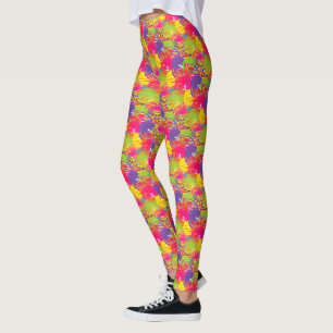 Colourful Artistic Abstract Red Yellow Green Leggings