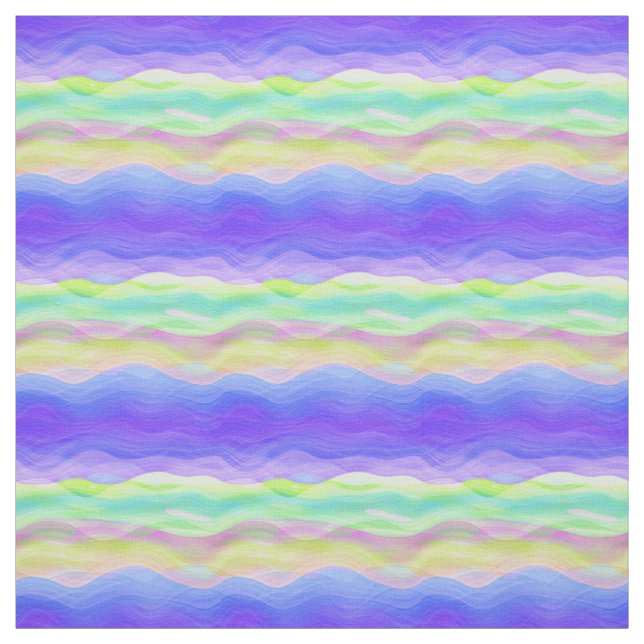 Colourful Artistic Abstract Retro Cool Wave Patter Fabric (Swatch)