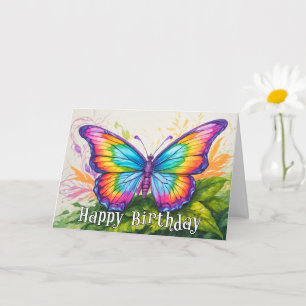 Colourful Artistic Butterfly Happy Birthday Card