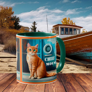 Colourful Artistic Cat Nautical Boat Mug