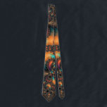 Colourful Artistic Fine Fractal Abstract Tie<br><div class="desc">A new take on the old boring tie as a gift. Instead give a colourful wearable work of art with this beautiful artsy fractal abstract that has many spirals and black holes in bold colours of orange and aqua blue with purple, brown and black accents and it has a shiny...</div>