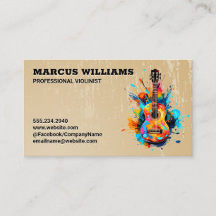 Colourful Artistic Guitar Music Business Card