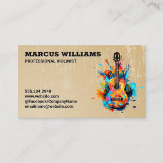 Colourful Artistic Guitar | Music Business Card
