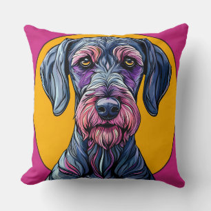 Colourful Artistic Illustration of a Dog Against V Cushion
