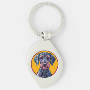 Colourful Artistic Illustration of a Dog Against V Key Ring