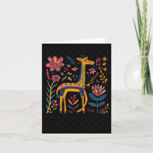 Colourful Artistic Illustration Of A Giraffe Surro Card