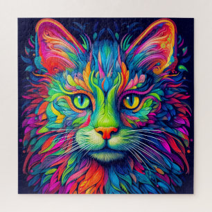 Colourful Artistic Majestic Kitty Cat Art Jigsaw Puzzle