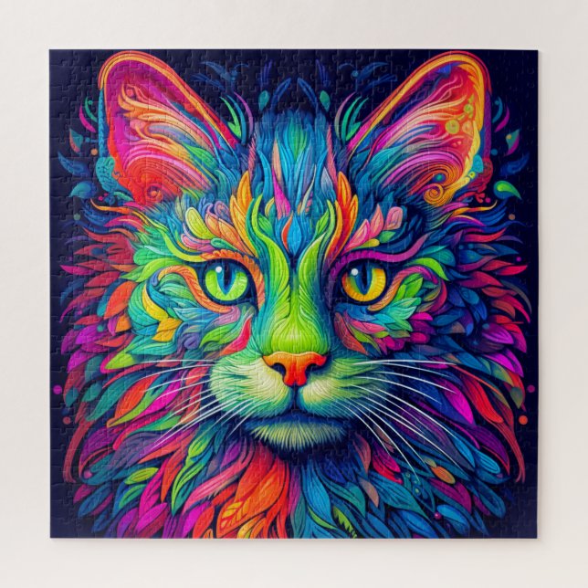 Colourful Artistic Majestic Kitty Cat Art Jigsaw Puzzle (Vertical)