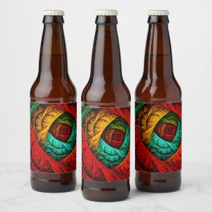 Colourful Artistic Modern Abstract Art Pattern #09 Beer Bottle Label