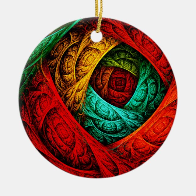 Colourful Artistic Modern Abstract Art Pattern #09 Ceramic Ornament (Front)