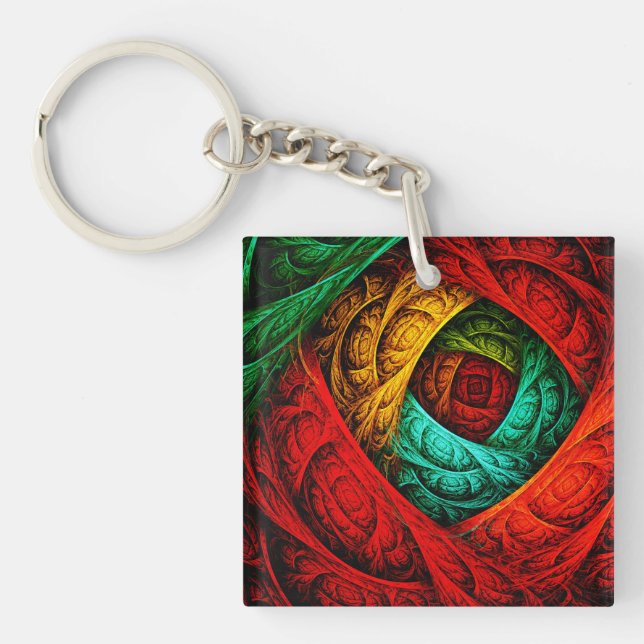 Colourful Artistic Modern Abstract Art Pattern #09 Key Ring (Front)