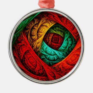 Colourful Artistic Modern Abstract Art Pattern #09 Metal Ornament