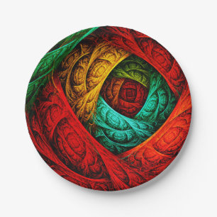 Colourful Artistic Modern Abstract Art Pattern #09 Paper Plate