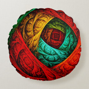 Colourful Artistic Modern Abstract Art Pattern #09 Round Cushion