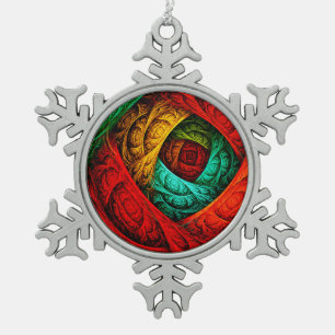 Colourful Artistic Modern Abstract Art Pattern #09 Snowflake Pewter Christmas Ornament