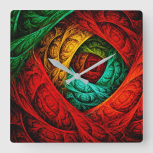 Colourful Artistic Modern Abstract Art Pattern #09 Square Wall Clock