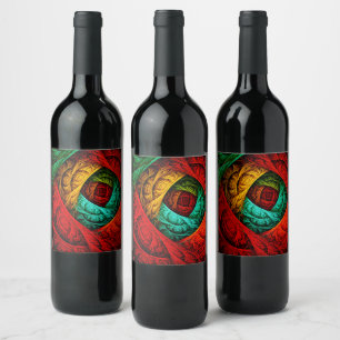 Colourful Artistic Modern Abstract Art Pattern #09 Wine Label