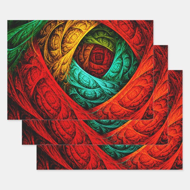 Colourful Artistic Modern Abstract Art Pattern #09 Wrapping Paper Sheet (Set)