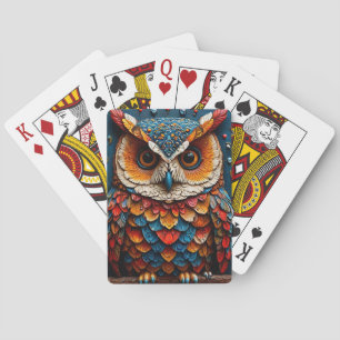 Colourful Artistic Owl Playing Cards
