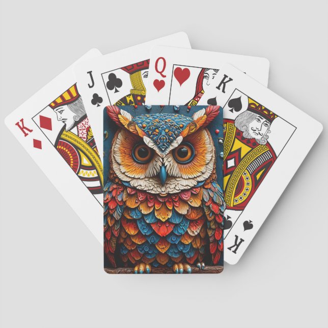 Colourful Artistic Owl Playing Cards (Back)