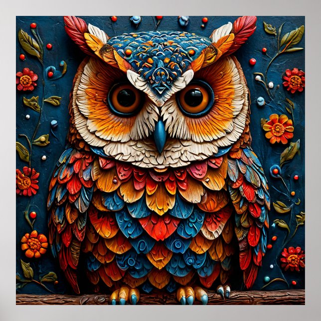 Colourful Artistic Owl Poster (Front)