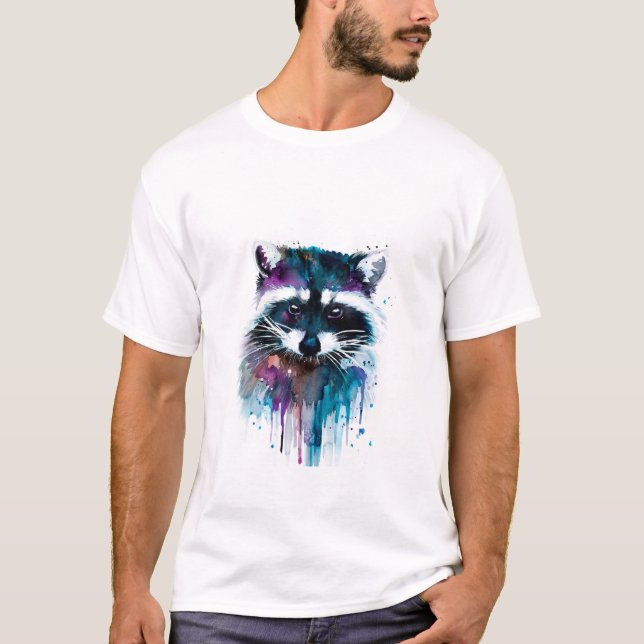 colourful artistic Racoon tee (Front)