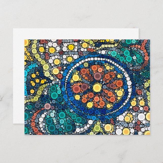 colourful artistic southwest pottery blue postcard (Front/Back)