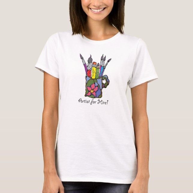 Colourful Artists Brushes and Pencils T-Shirt (Front)