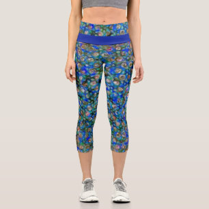 Colourful Artsy Abstract Circular Geometric Patter Capri Leggings