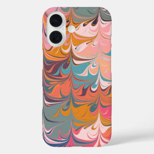 Colourful Artsy Abstract Marble Swirl Design iPhone 16 Case