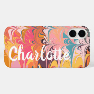 Colourful Artsy Abstract Marble Swirl Personalised iPhone 16 Plus Case