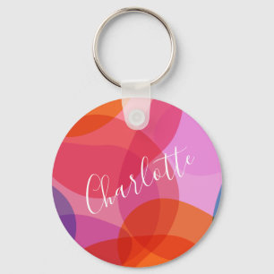 Colourful Artsy Abstract Shapes Personalised Name  Key Ring