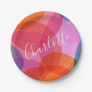Colourful Artsy Abstract Shapes Personalised Name Paper Plate