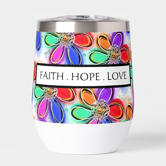 Colourful Artsy Flowers Faith Hope Love (Front)