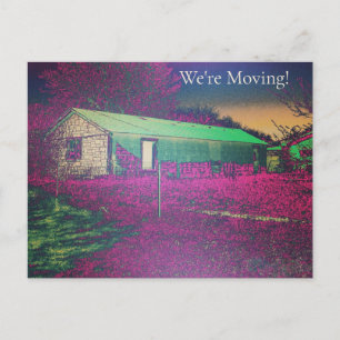 Colourful Artsy Old House We're Moving Announcemen Postcard