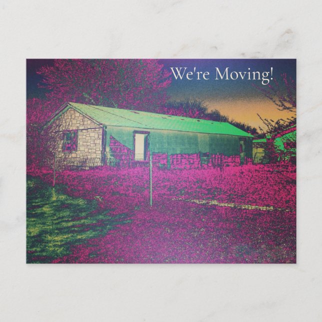 Colourful Artsy Old House We're Moving Announcemen Postcard (Front)