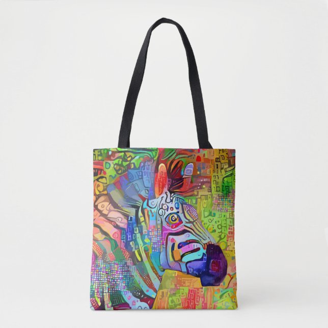 Colourful Artsy Zebra Tote Bag (Front)