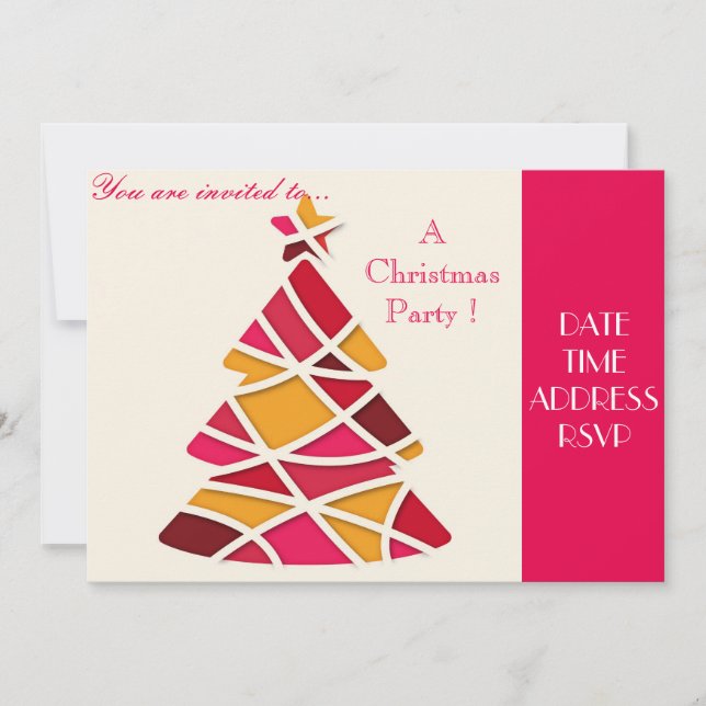 Colourful arty Christmas tree Christmas party Invitation (Front)