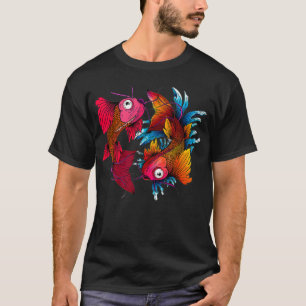 Colourful Asian Style Yin Yang Koi Fish t shirt