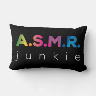 Colourful ASMR Junkie Black and White Lumbar Cushion
