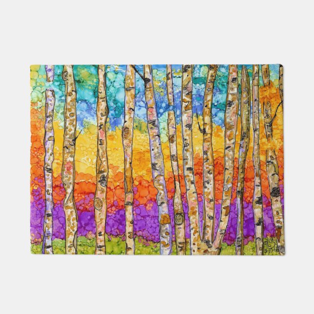 Colourful Aspen Trees  Door Mat (Front)