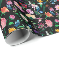 Colourful Assorted Flowers Custom Black Background