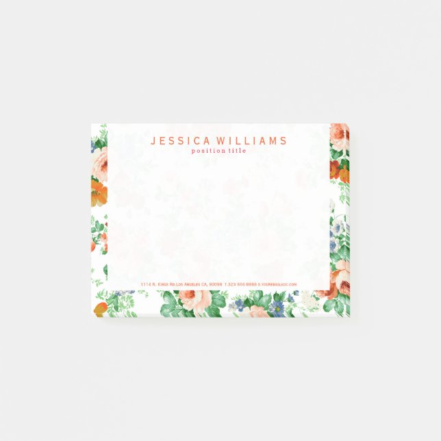 Colourful Assorted Flowers & Roses pattern Post-it Notes (Front)
