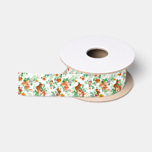 Colourful Assorted Flowers With Pink & Red Roses Satin Ribbon