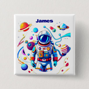 Colourful Astronaut and Univers in Bold Colours 15 Cm Square Badge