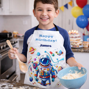 Colourful Astronaut and Univers in Bold Colours Apron