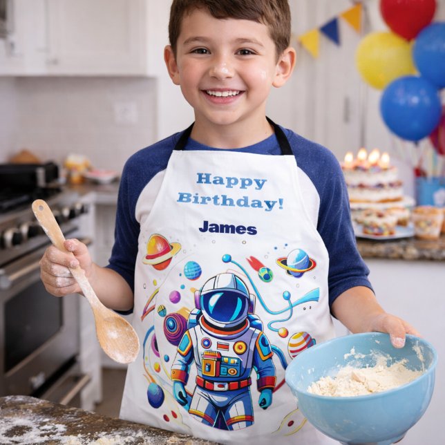 Colourful Astronaut and Univers in Bold Colours Apron (Creator Uploaded)